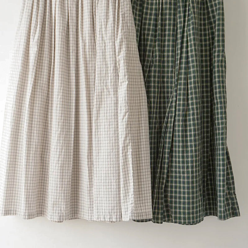 Check Dry Washer Tuck & Gathered Skirt