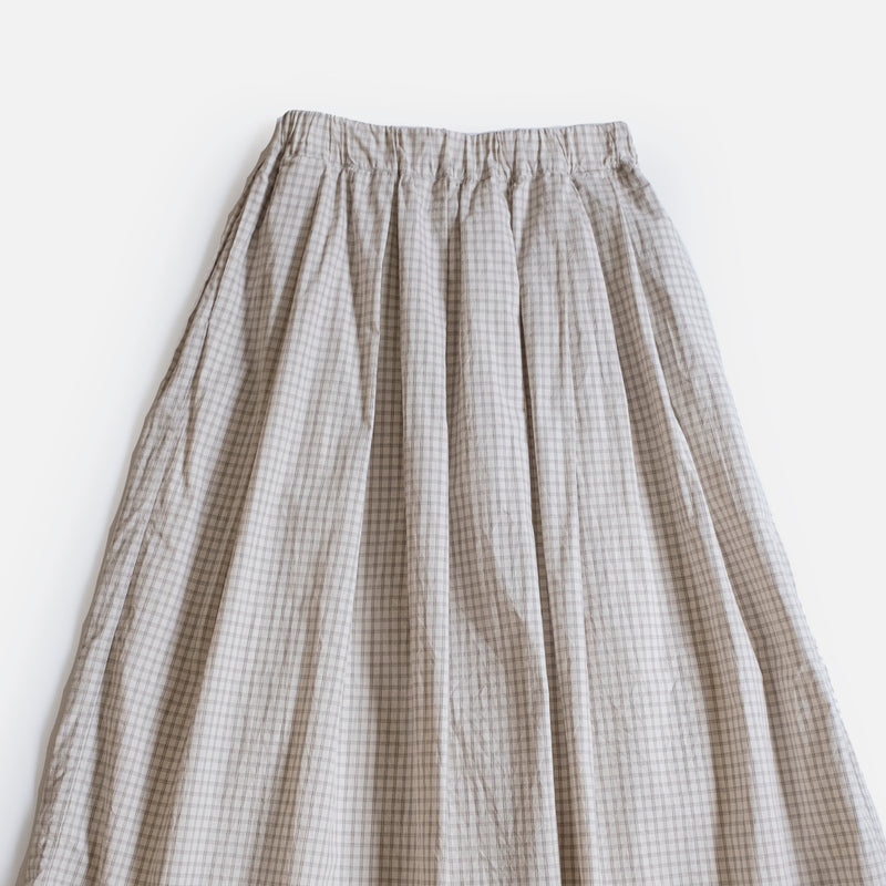 Check Dry Washer Tuck & Gathered Skirt
