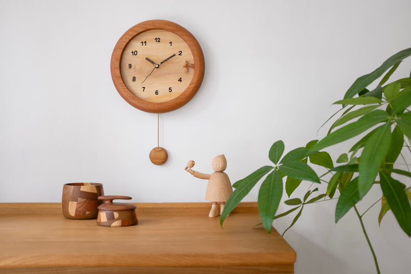 Handcrafted Wooden Pendulum Clock Bird