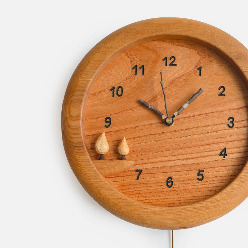 Handcrafted Wooden Pendulum Clock Forest