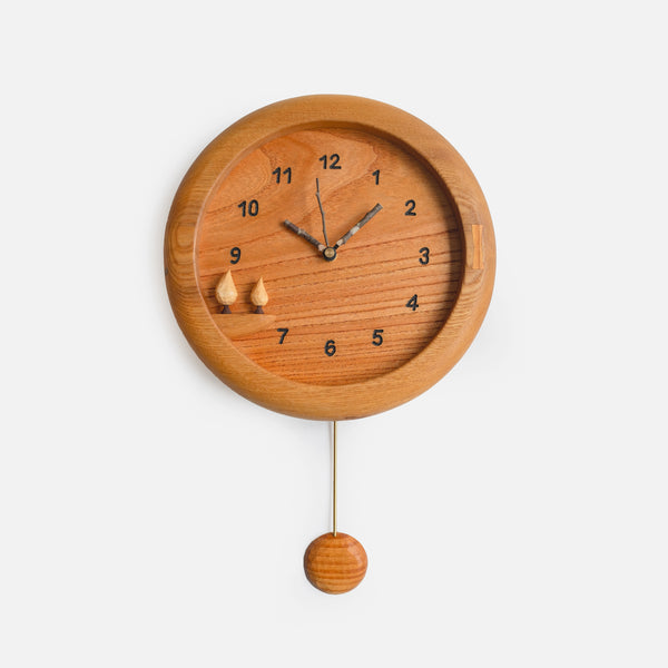 Handcrafted Wooden Pendulum Clock Forest