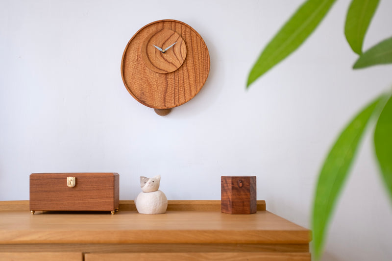 Handcrafted Wooden Pendulum Clock Irregular Circle