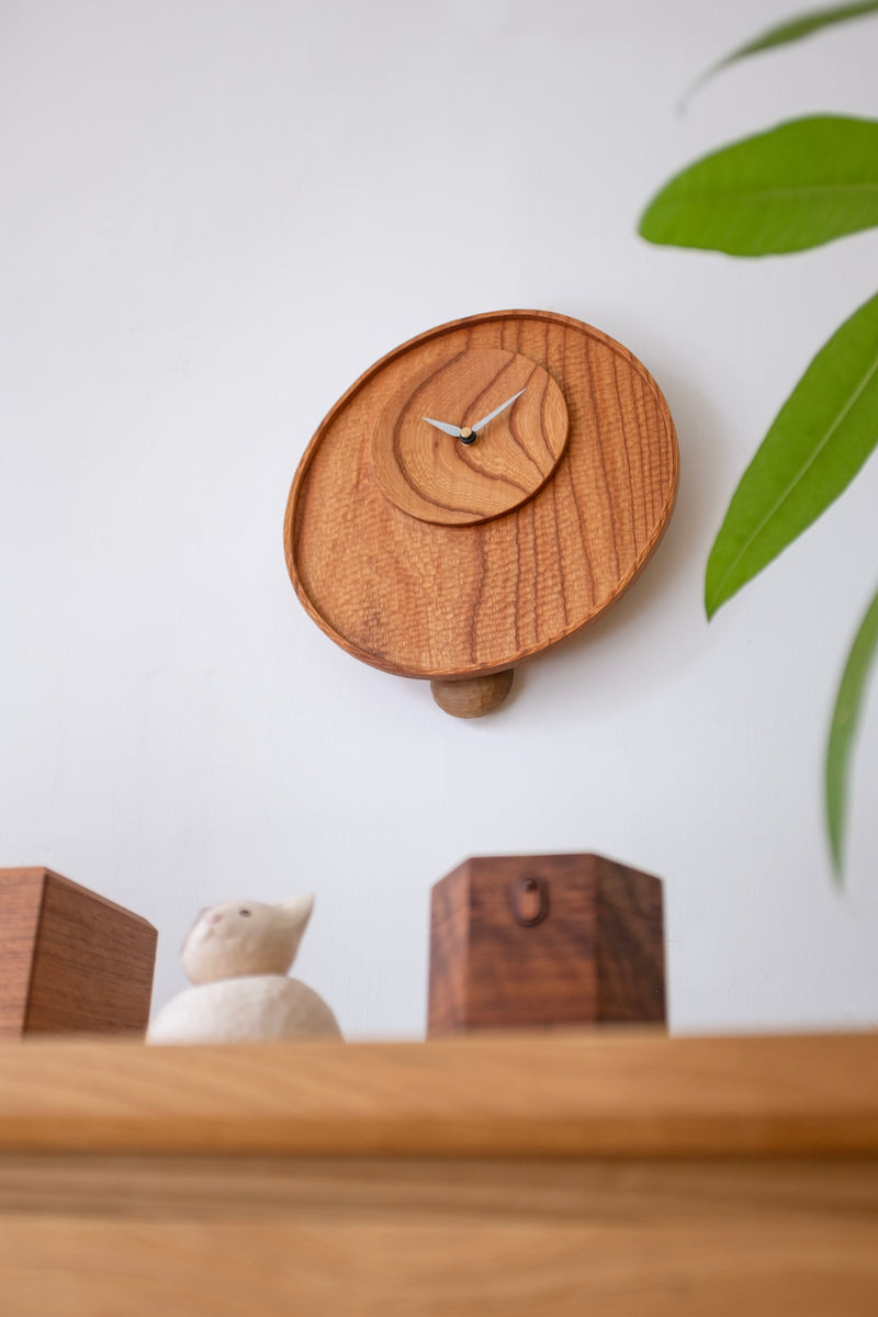 Handcrafted Wooden Pendulum Clock Irregular Circle