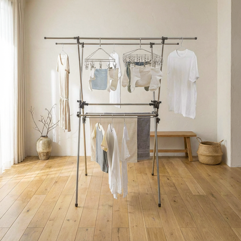 2-Tier Folding Laundry Stand