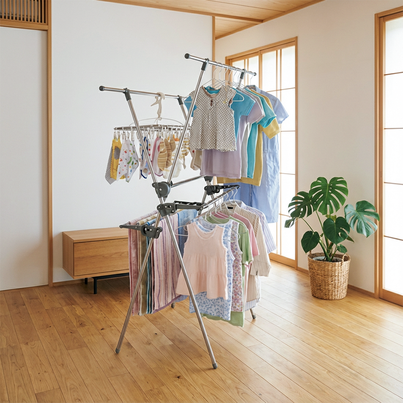 2-Tier Folding Laundry Stand