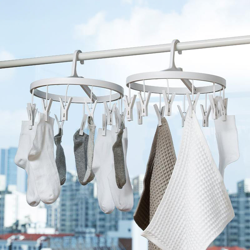 Round Folding Laundry Hanger With Pegs