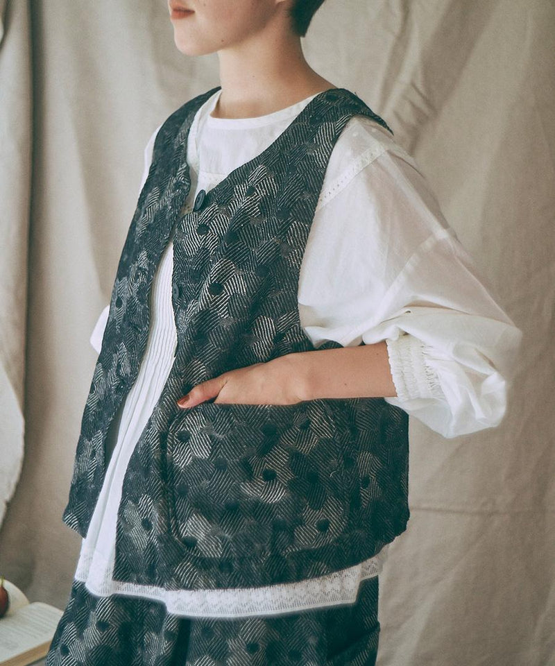 Flower Jacquard 2 Way Vest & Pants