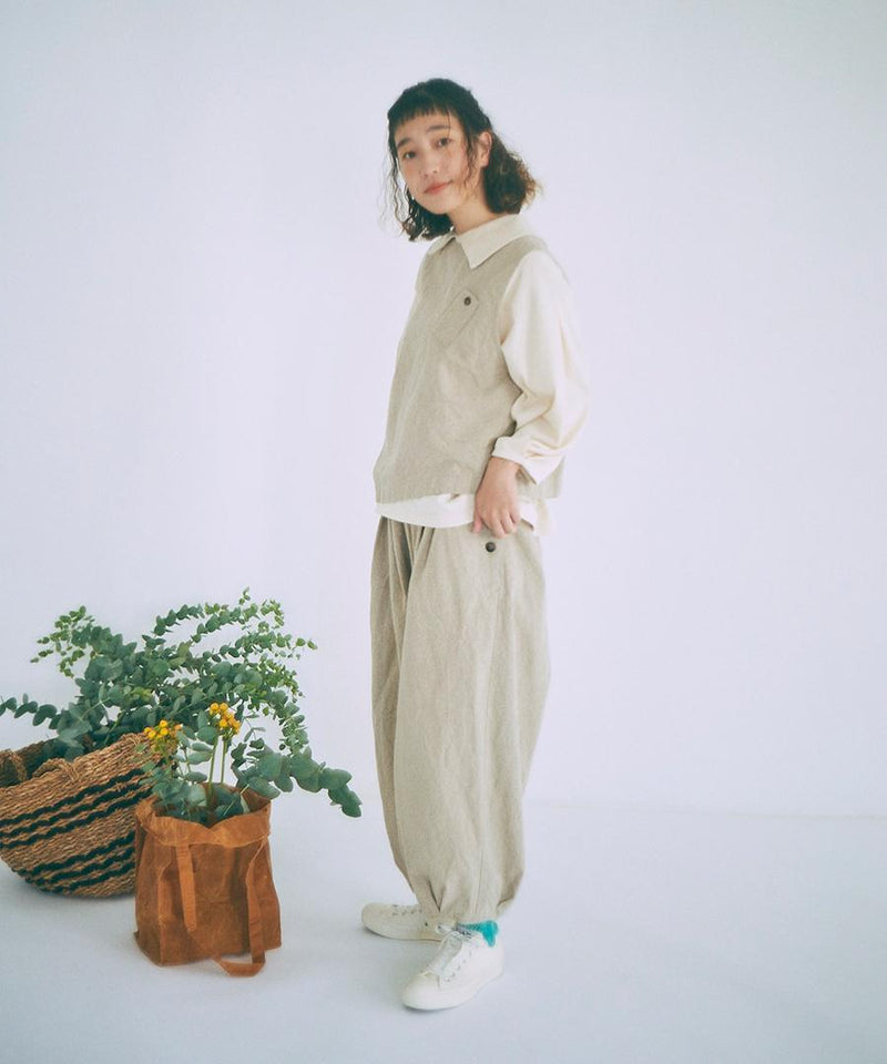 Linen Cotton Canvas 2way Vest & Pants