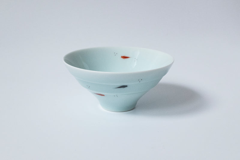 Celadon Basket Rice Bowl Fish Pattern Limited Edition